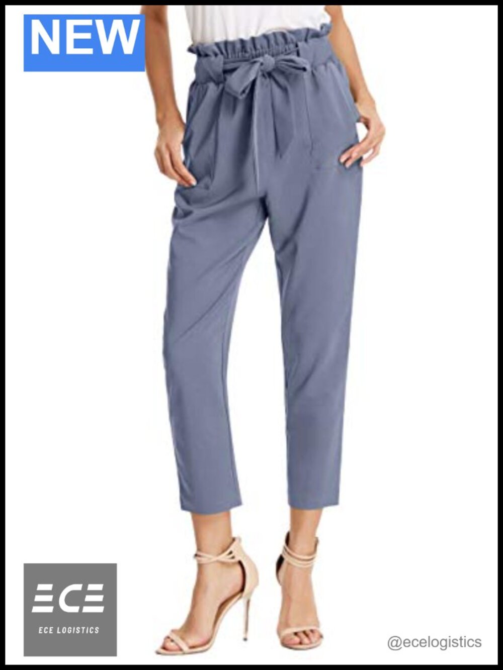 Women's High Waist Paper Bag Dressy Trousers Cropped Business Casual Work Pants
